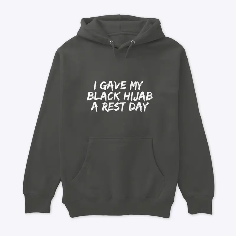 (Dark Gray) Black Hijab Rest Day Hoodie