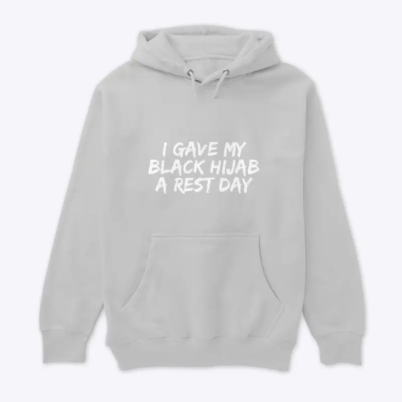 (Light Gray)Black Hijab Rest Day Hoodie 